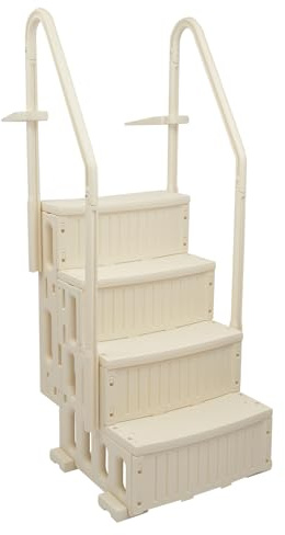 Poolstege, 3/4/5 steg, pooltrappa, pooltrappa med 2 ledstänger för privata hushåll, hotell, spa, inomhus (beige – 4 poollsteg)