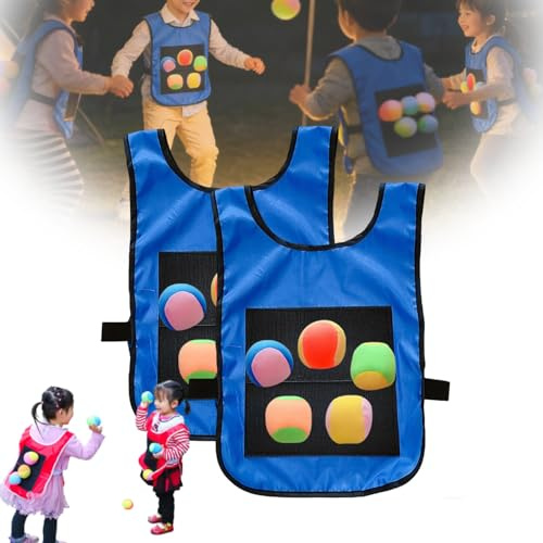Generisch 2026 Neu Klettballspiel Set mit Klettbällen, Völkerball Wurfspiel Kinder Outdoor and Interaktives Zielspiel,Outdoor Gartenspielzeug Spiele für Kinder (2, Blau 5 Ball)