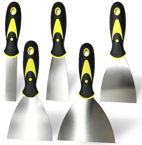 5 Pcs Wallpaper Scraper Tool, 1/2/3/4/5 Inch Paint Scraper Tool | Stainless Steel Wall Scrapers, Plastering Tools for Wallpaper Remover Stripper Drywall Repair Wall Filler Tools