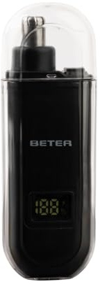 Beter - Cortapelos Nariz y Orejas Eléctrico Recargable USB-C, Recortador de Vello con Pantalla Digital, Hojas Rotatorias, Inalámbrico, Cortavello Portátil, Corte Preciso y seguro, Para Hombre y Mujer