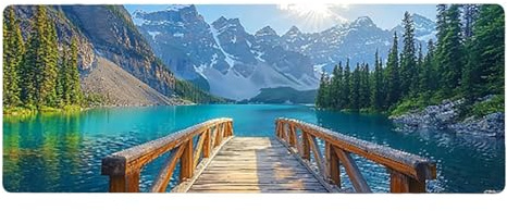 Large Mouse Mat, 90x180cmx3mm, Gaming Mouse Pad, Rubber Base, Stitched Edges, Water Resistant Easy Clean, For All Types, Extend Desktop Protection, Office Men's Gifts, Port Scenery D1YY-765