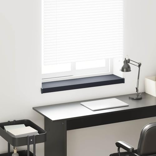 Davanzale Interno Esterno PVC 80x25x4,5 cm Antracite Venature Legno, Soglia Finestra Impermeabile Facile da Installare con Adesivo