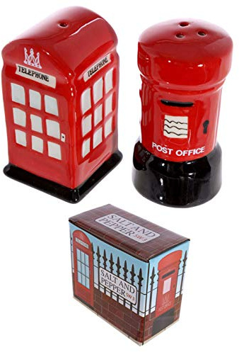 Puckator Keramik Salz- & Pfeffer-Set, Post & Telephone Box, Rot