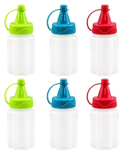 Dependable Industries Inc. Essentials 6-Pack Mini Condiment Squeeze Bottles Set - BPA FREE, Leak-Proof, Easy Fill & Squeeze - Perfect for Ketchup, Mustard, Mayo - Ideal for Travel, BBQ, School, Picnic