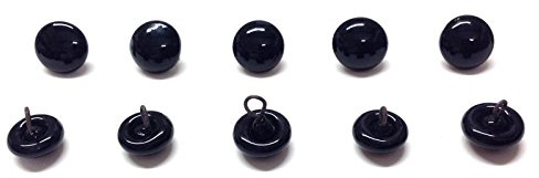 celloexpress Pack of 5 Pairs - 12mm Black Glass Dome Eyes with Metal Loops - Eyes for Soft Toys or Teddy Bears