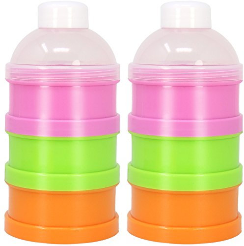 com-four® 2 Milchpulverspender zum Portionieren von Milchpulver, Milchpulver-Portionierer für 2x 3 Portionen, ca. 90 ml je Fach (02 Stück - pink)