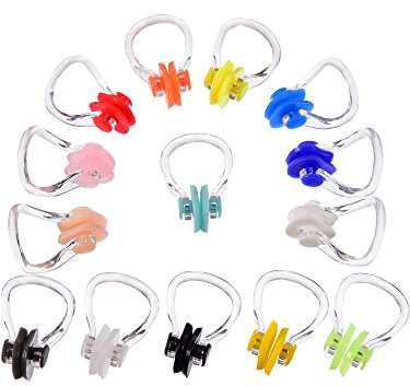 SATINIOR 14 Pieces Nose Plugs for Swimming Nose Clip Silicone Plug for Swim Surfing Waterproof Protector for Swimming and Training
