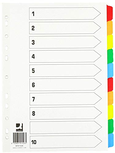 2 X Index A4 Multi-Punched 10-Part Reinforced Multi-Colour Blank Tabs