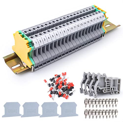 Din Rail Connectors, HERKINDNESS DIN Rail Terminal Blocks Kit UK-2.5B Universal Class Terminal Blocks Kit, for DIY, Suitable for Garage Renovation, DIY, Automation Projects