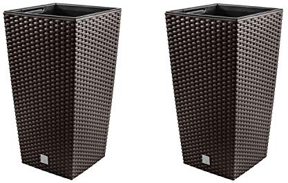 2in1 Gartenset Pflanzkübel Rattan-Optik Blumentopf inkl. Einsatz 37L Pflanzenbehälter Kunststoff 4 Farben (Umbra) 40x40cm