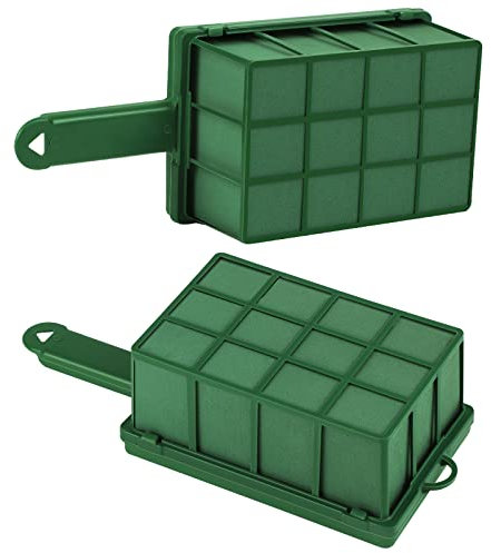 Hahood 2 Pieces Floral Foam Cage with Floral Foam Flower Arrangement Foam Cage with Handle Rectangle Flower Foam Cage Holder for Fresh Flowers, Home Party Decoration, 11.8 x 4.9 x 3.1 Inches