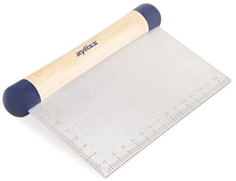 Zyliss E980213 Grattoir à pâte, Inoxydable/Bois, Marron/Argent, Grattoir à gril pour pâte à pain et pizza, Garantie 5 ans