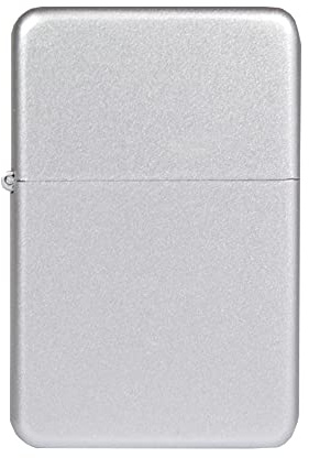 Benzinfeuerzeug American Style Classic Serie Benzin Feuerzeug robust Metall Sturmfeuerzeug Geschenk Outdoor Camping Windfest Wetterfest (Silber Satin - 1 Feuerzeug)