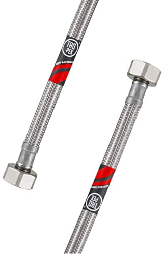 DVGW geprüfter Flexschlauch 3/8 ÜM x 3/8 ÜM Wasseranschluss-Anschlussschlauch Verlängerung PEX Wasserhahn-Schlauch inkl. Dichtungen. Eckventil Schlauch Schlauchverlängerung Wasserhahn (Länge: 500mm)