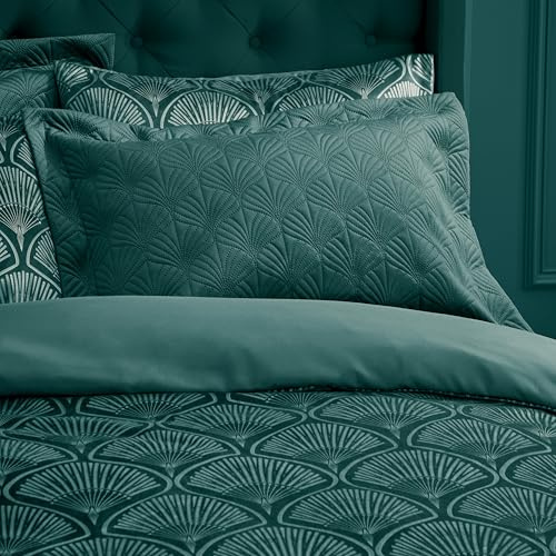 Catherine Lansfield Lot de 2 taies d'oreiller matelassées Art Deco Pearl Vert Sarcelle