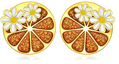 Zitronen-Ohrringe aus Sterlingsilber mit orangefarbenen Früchten, hypoallergener Zitronen-Schmuck, Geschenke für Frauen und Mädchen