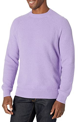 Amazon Essentials Men's Oversized Fit Textured Cotton Crewneck Sweatshirt, Lavender, XL