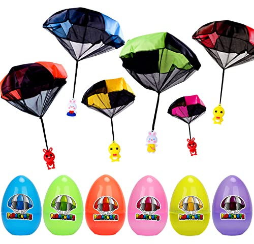 BEIGUO 6 Pack Easter Egg with Parachute Toy for Kids Girls Boys Easter Basket Stuffers Gifts