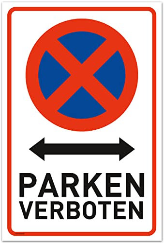Einfahrt Freihalten Parken Verboten Schild (30x20 cm Kunststoff) - Ausfahrt freihalten Schild - Parken Verboten Privatgrundstück -Ausfahrt Freihalten Auch Gegenüber - (Weiß)