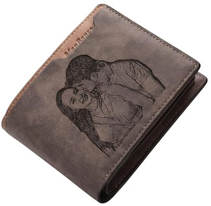 hadefa Personalisierte Brieftasche für Männer Benutzerdefinierte gravierte Brieftasche für Freund Vatertag Geschenk Jahrestag Hochzeit Abschluss Kundenspezifische Monogramm Herren Geldbörse, Die