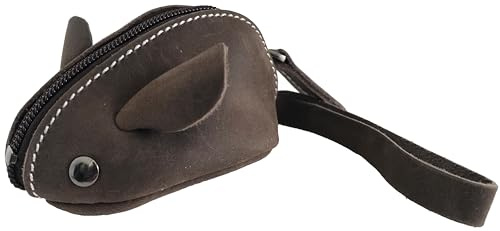 Kleingeldbörse Maus aus Leder Geldbeutel Mini Münzbörse Münzbeutel Schlüsseltasche Coin Purse kleingeld Portemonnaie (dunkel braun 1pcs)
