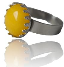 Ring Jade Gelb, Kronenring, Edelstein verstellbar Ring, Ring rund Stein, Edelstahl Schmuck, Gelb Silber Farbe, Geburtstagsgeschenk Freundin, Weihnachtsschmuck Geschenk