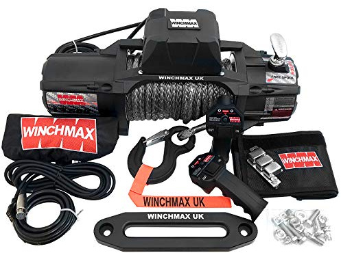WINCHMAX 13,500lb (6,123kg) SL Series Military Grade 24v Electric Winch. 28m x 11mm Dyneema Synthetic Rope. Competition Hook.