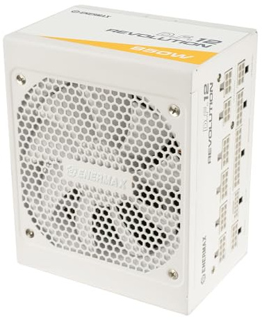 ENERMAX Revolution D.F. 12 ATX3.1 PCI-e 5.1 Ultrakompakt 850W Netzteil 80Plus Gold Snow White (Vollmodular, 50% Semi-Fanless, 12V-2x6); ETV850G-W, weiß