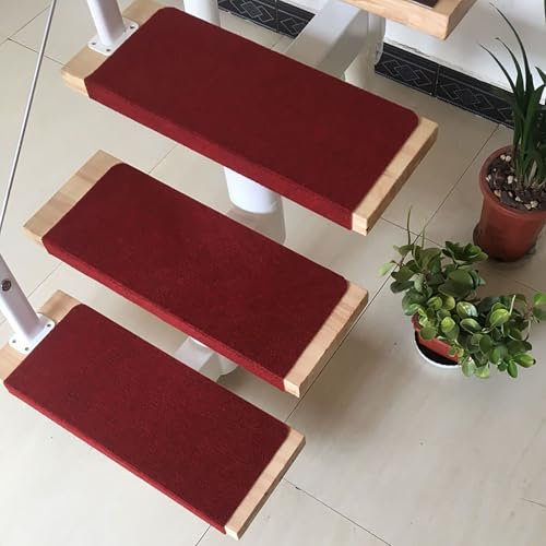 XRRJFYH Teppich Treppenstufen Matten Frei Zuschneidbar Stufenmatten Innen 15 Stück Treppenteppich Reppen Teppichstufen Treppenstufen(Red,24x70cm/9.4x27.6in)
