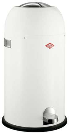 Wesco Kickmaster Avfallssamlare i vit, pulverlackerad stålplåt, inbyggd dämpare, 33 liter volym, stort inkast