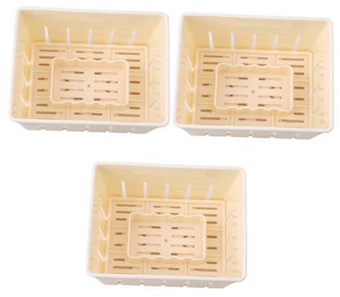 Amosfun 3st Tofu DIY Schimmel Herz Backform Rechteckige Tofupresse Tofu-Maker-Tool Tofu-Maker-kit Tofu Schimmel Tofu Herstellungsform Aufbewahrungsorganisator Für Bastelfarben Yellow