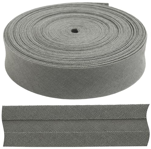 AERZETIX - C77283 - Band, gefaltetes Schrägband, Zierstreifen 9 Meter x 18 mm - aus baumwolle - farbe grau