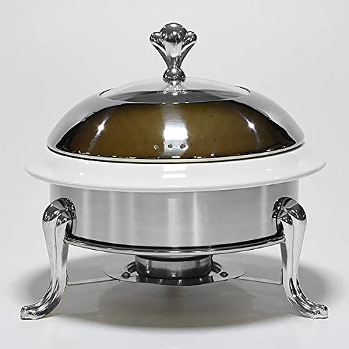 Chafing Dish Buffet Set, Round Durable Chafer and Buffet Warmer Set, Stainless Steel Chafer for Kitchen Party Dining Buffet,Silver,Ceramic Liner