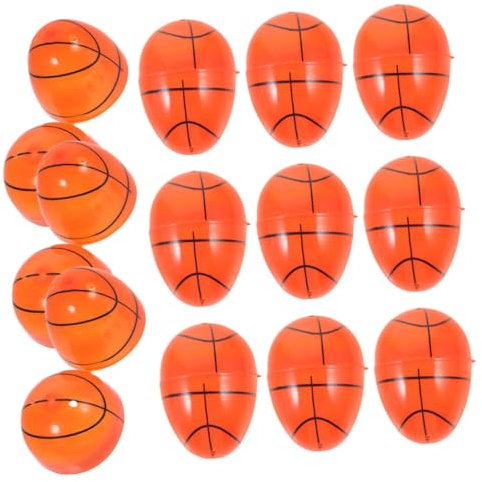 OKUMEYR Uova Di Pasqua Di Plastica Apribili a Tema Basket, Grandi, Riempibili Per Decorazioni e Regali Pasquali, Set Da 12 Pezzi Per Feste Sportive