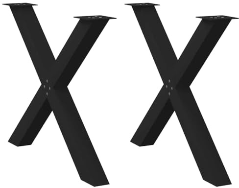 vidaXL Esstischbeine X-Form 2 Stk. Schwarz 90x(72-73) cm Stahl