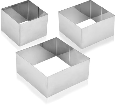 Moldes para galletas, moldes de galletas de acero inoxidable, mini cortadores de varias formas geométricas de corazón, estrella, flor para pasta, tarta, pastelería, (cuadrado)