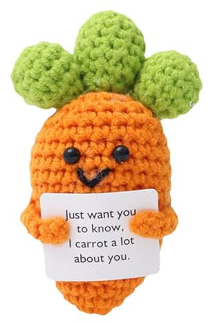 Positive Karotte, Häkelpuppe | Lustige Plüschfiguren Karotte häkeln,Strickspielzeug aus Wolle, Frucht zur emotionalen Unterstützung, gestrickte Puppe für Zuhause, Küche, Wohnzimmer