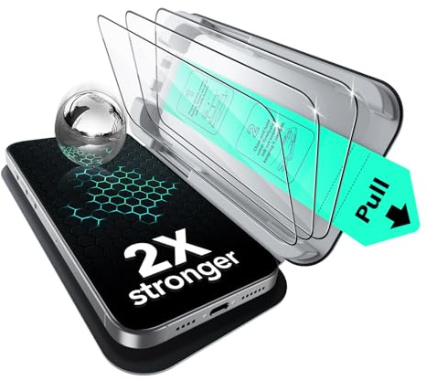ESR för iPhone 15 Pro skärmskydd i härdat glas (3-pack) [3 sekunders snabb installation], militärt skydd, 9H hårdhet, heltäckande härdat glas med UltraFit-fack