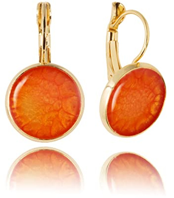 Élégante Classique Glamoureux Petite Ronde Boucles d'Oreilles Gouttes Léger Bijoux pour Femme (Style 32 - Peint en Orange Or)