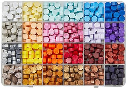 860 Stück Wachs Achteckig Siegelwachs Perlen, 24 Farben für Vintage Siegellack und Brief, Einladungen, Karten, Hochzeitseinladungen, Siegelstempel, Paket Geschenk
