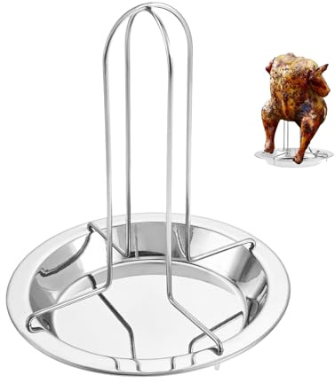 DRELD Rôtissoire verticale en acier inoxydable pour poulet | Support de barbecue pour canard et dinde | Support pliable au four avec égouttoir pour barbecue, camping