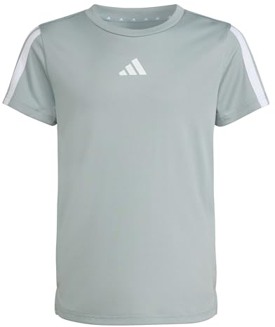 adidas Niñas Train Essentials 3-Stripes Shirt, Wonder Sage/White, 11-12 Years