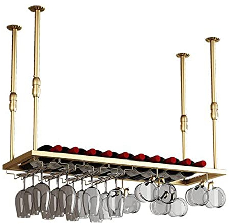 MWAYOYTE Weinregal, Deckenaufhängung unter dem Schrank, Weinlagerregale, Küchen-Weinflaschenregale, Weinglashalter aus Eisen, einstellbare Höhe und Breite