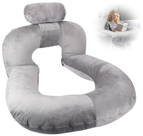 Nastopee Almohada De Lectura,Forma Ergonómica,con Funda Extraíble&Cuello Desmontable,Cojín De Lectura para La Cama,Leer,Dormir,Teletrabajar,Aliviar Las Piernas Pesadas