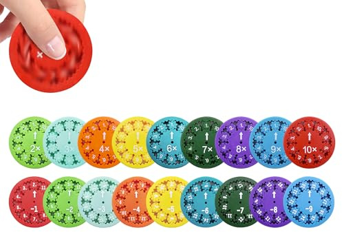 Gxdamxz Mathe Fidget Spinner, Rechenwirbel Montessori für Interaktives Lernen Multiplizieren/Division/Addition/Subtraktion, 18 Stück