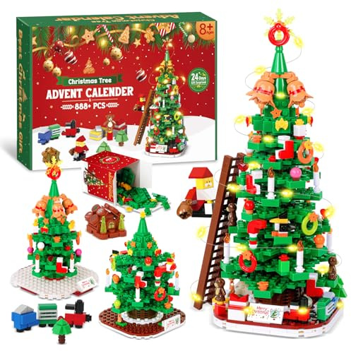 PITMT Calendrier de l'Avent 2025 Enfant, 24 Jours Calendrier Avent Blocs de Construction pour Sapin de Noël, Calendrier de l'Avent Jouet Cadeaux de Noël pour Enfants Ado Garcon Fille à Partir de 8 Ans