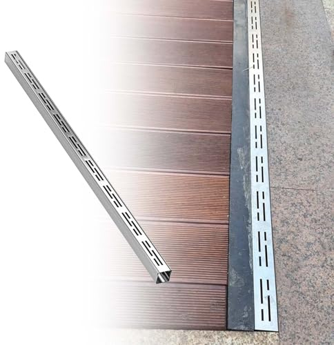 Entwässerungsrinne Schmaler Entwässerungsrost Ablaufabdeckungen für den Außenbereich, schmal, mit Metallgitter, Entwässerungssystem aus Edelstahl 304, für Balkon, Garten, Terrasse, französis