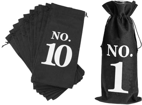 Gurtt 10 Bolsas de Vino Negras para cata a ciegas, Fundas de degustación numeradas del 1 al 10 para Botellas de Vino y champán.