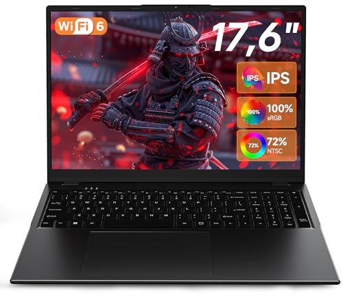 jumper Laptop 17,6 Zoll, N95 CPU, Office 365, 16GB RAM 512GB SSD + 128GB eMMC, 100% sRGB FHD Display, QWERTY Leuchtende Tastatur, mit Deutscher Tastaturfolie, 7000mAh, WiFi-6, Notebook für Studenten.