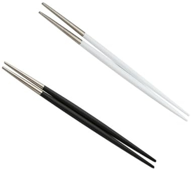 MUELODSIC Palillos de Acero Inoxidable Japoneses Punta Puntiaguda Set de 2 Pares y Palillos de Sushi y Cocina Hogar Resistentes y Prácticos para Cenas Asiáticas